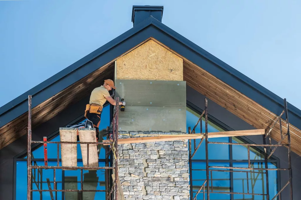 House with stone veneer siding