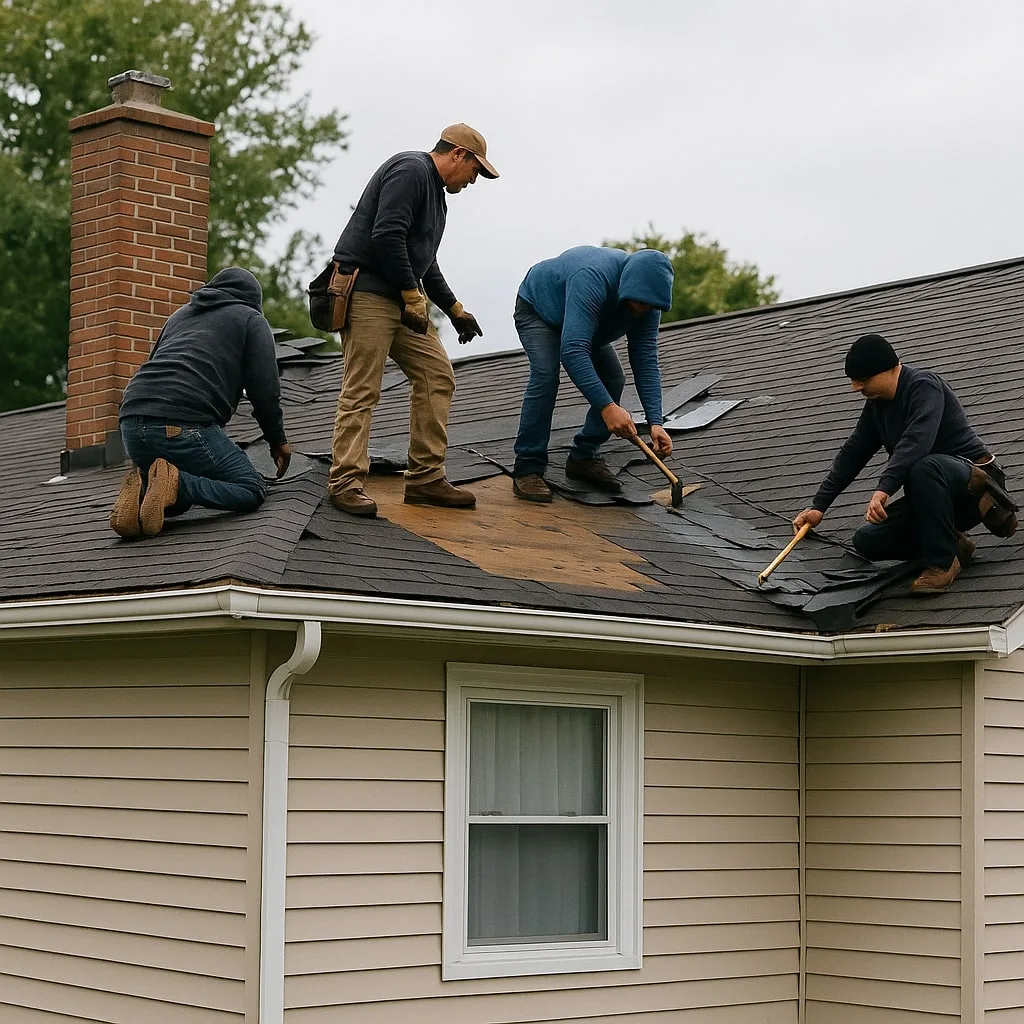 Residential roof repair on a Bucks County home by Titan Exterior Group